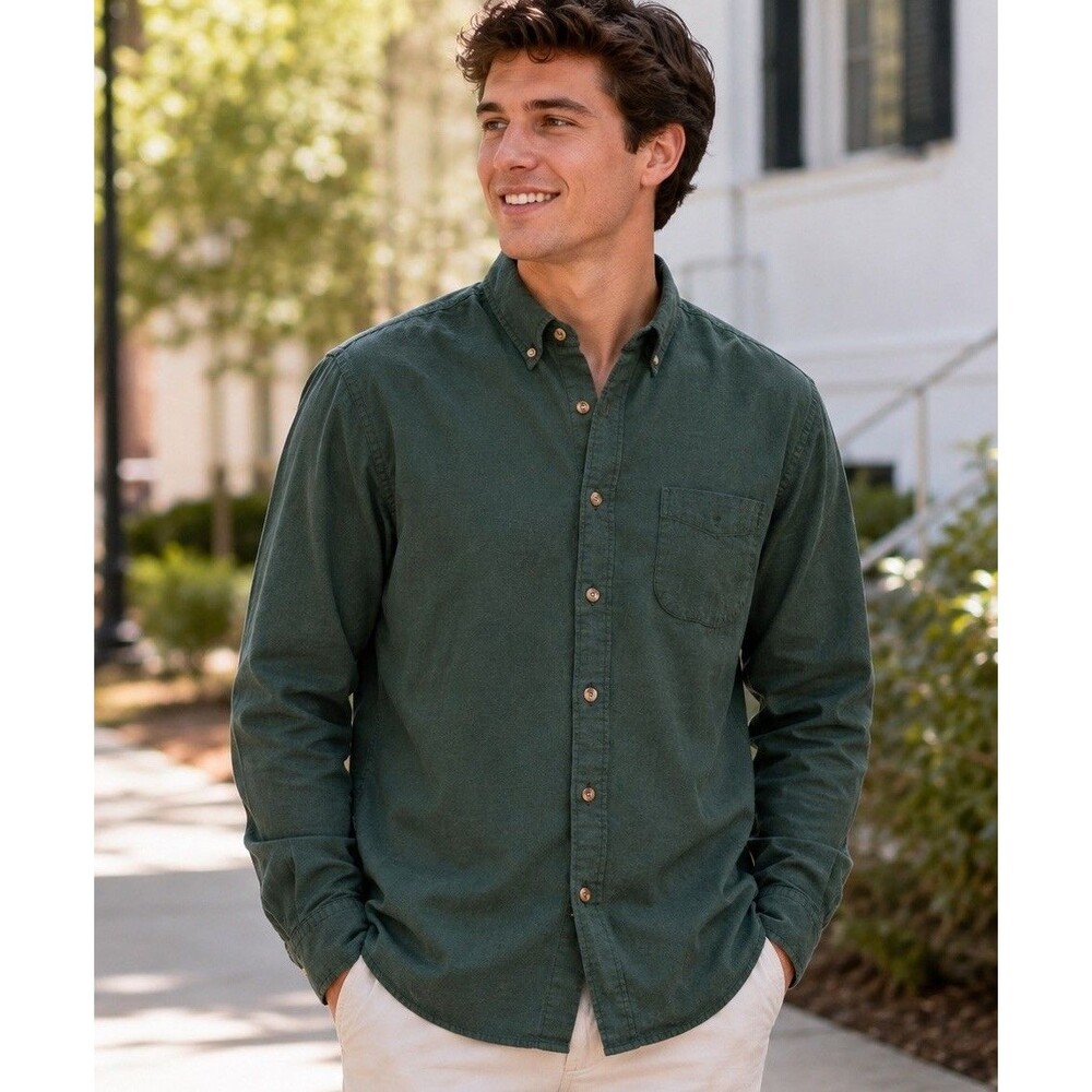 NWT J Crew Brushed Twill Shirt Mens XLT Classic Fit ButtonDown 100% Cotton Green